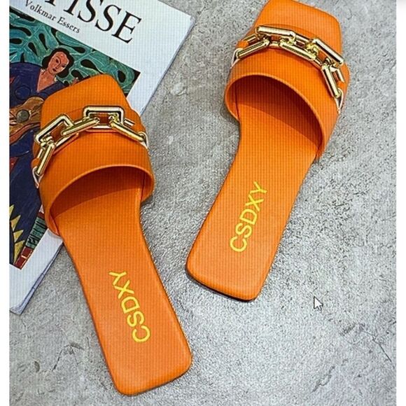 CSDXY Slide on Shoes Summer Orange twist - Picture 1 of 8